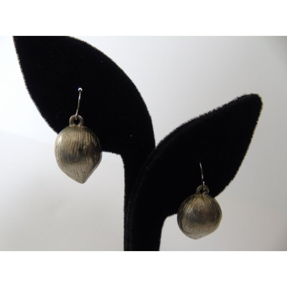 Vintage Dkny Earrings Pierced Tear Drop Dangle 2 3/4" Threader Back Base Metal